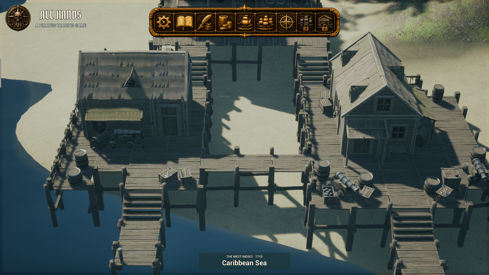 Detailed coastal harbor settlement in All Hands