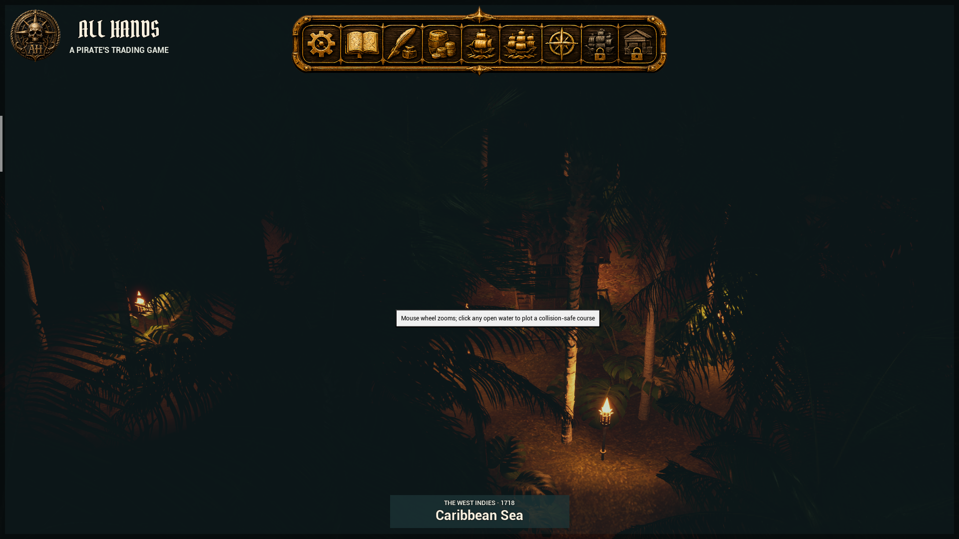 Torchlit island path during an All Hands landing party sequence