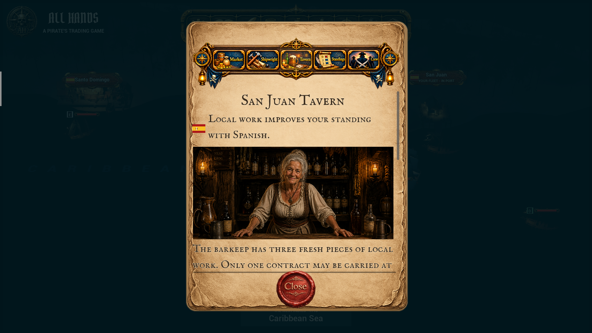 San Juan tavern quest interface